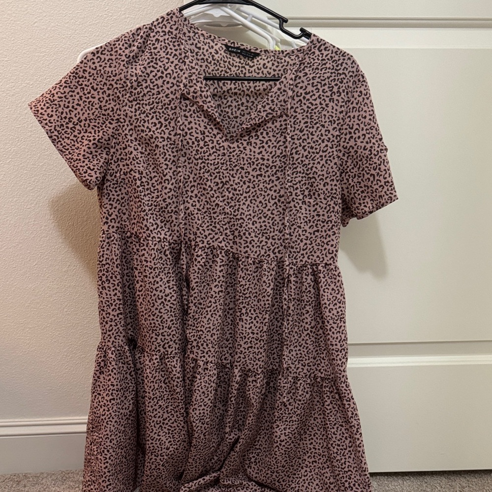 SHEIN Pink Leopard Print Dress